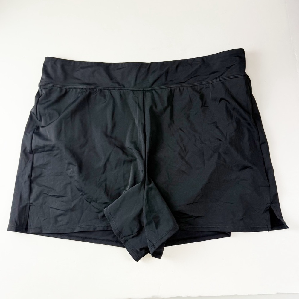 Swim Solutions Boyshorts Womens 18W Black Thigh Minimizer Swim Bottom New NWT